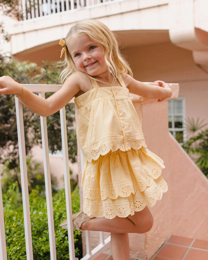 Swing Top Lemon + Rose Mini Skirt Set- Lemon