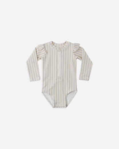 Byron Rashguard One-Piece Blue + Butterscotch Stripe