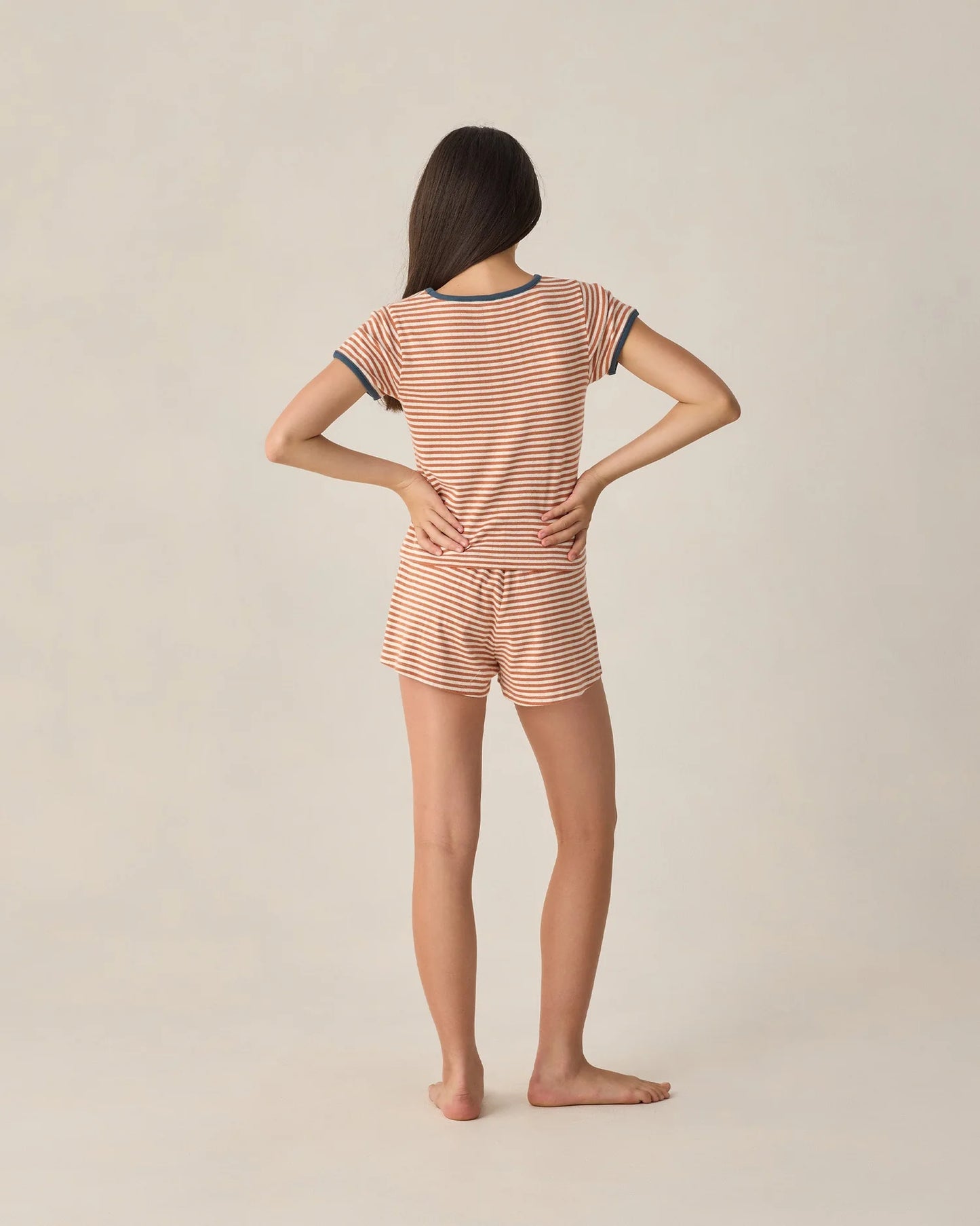Teen Pointelle Tee + Short Set- Poppy Stripe