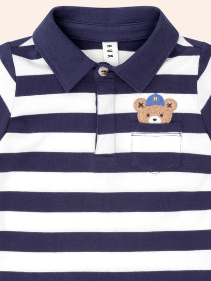 Peekaboo Varsity Hux Tee + Navy Gusset Short Set
