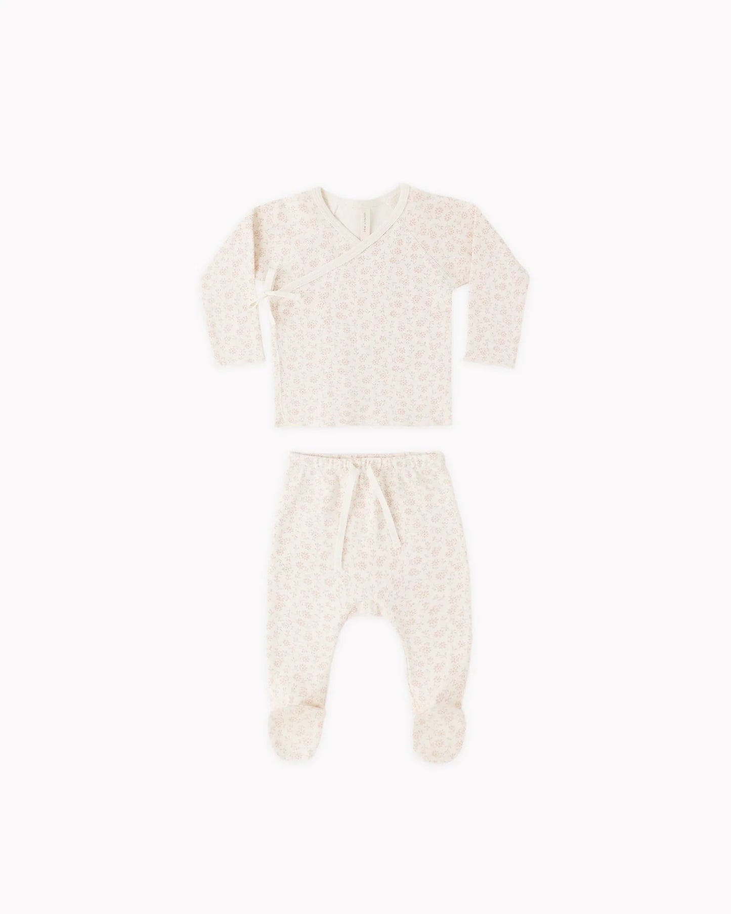 Wrap Top + Footed Pant Set Ditsy