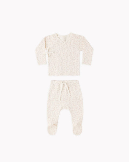 Wrap Top + Footed Pant Set Ditsy