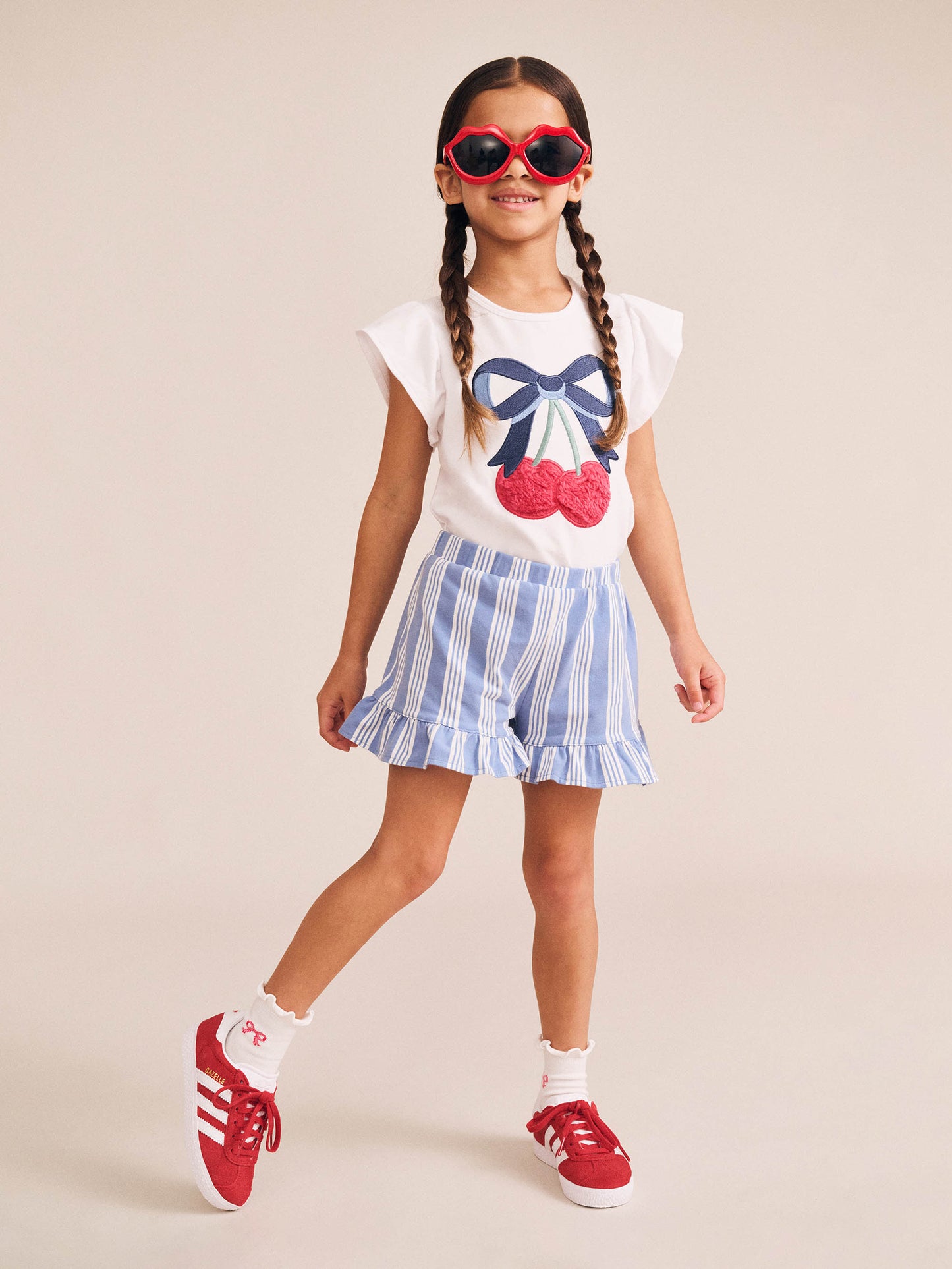 Cherry Bow Frill Sleeve Tee + Frilly Skort Set