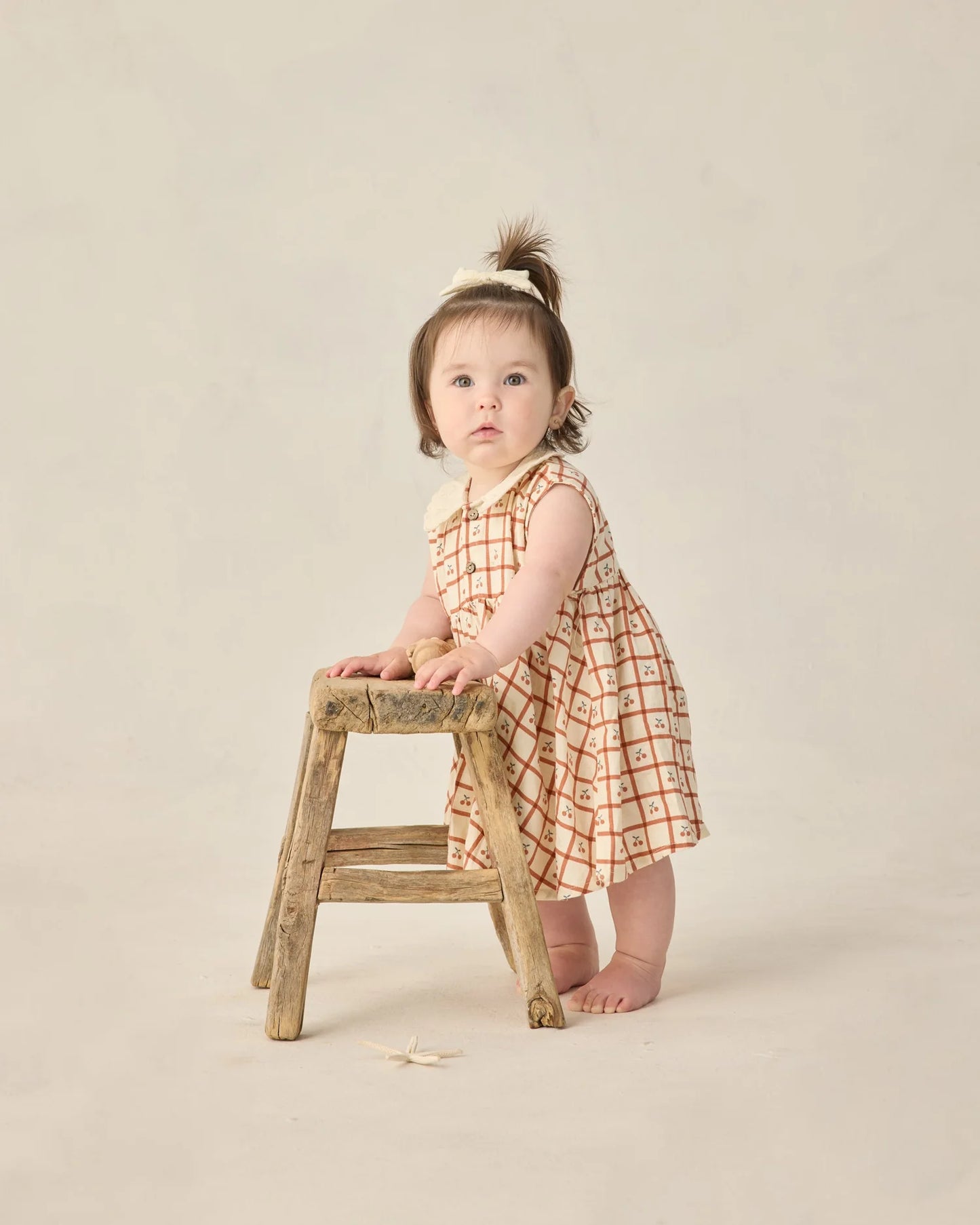 Collared Babydoll Dress Cherry Check