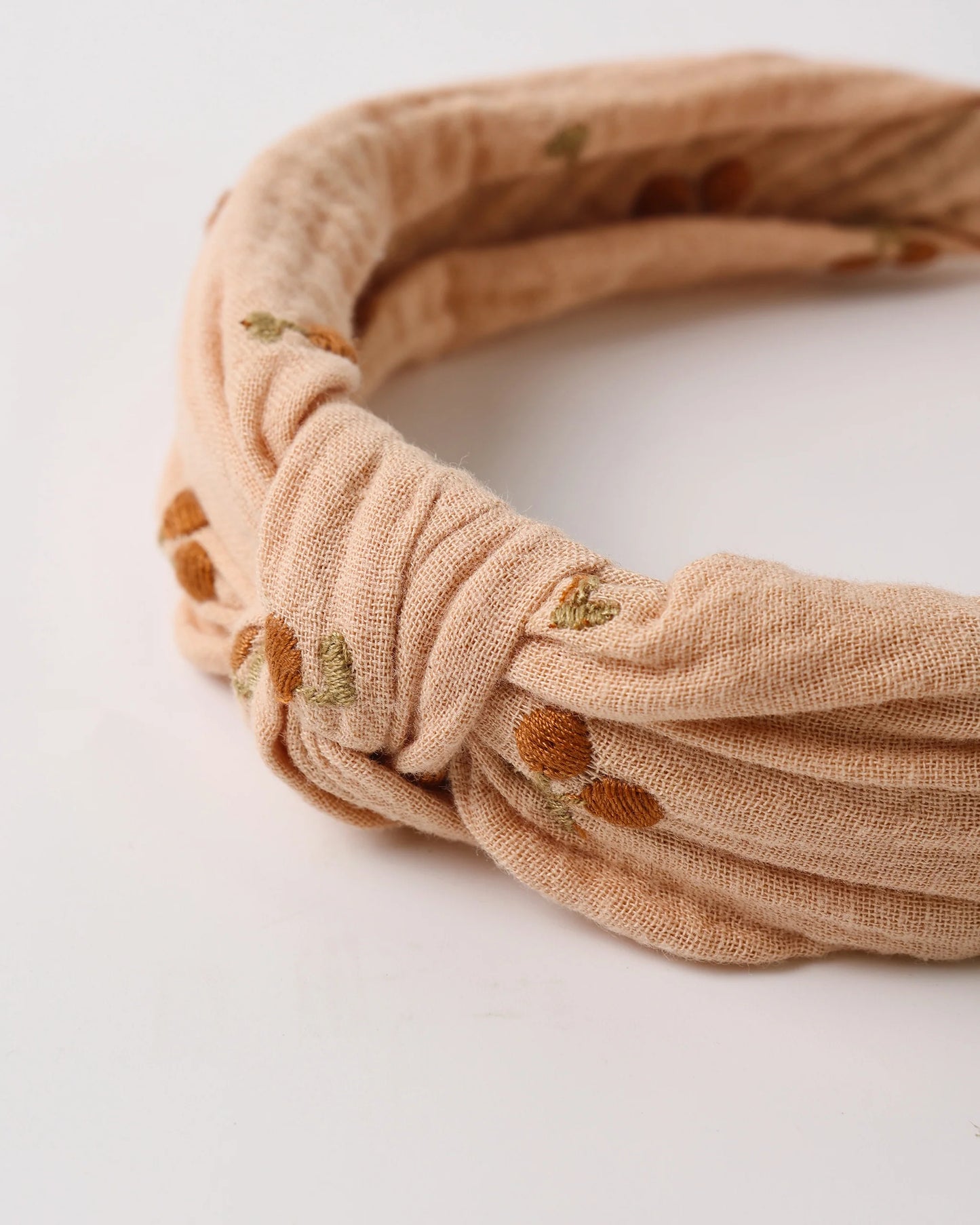 Knotted Headband Cherry Embroidery