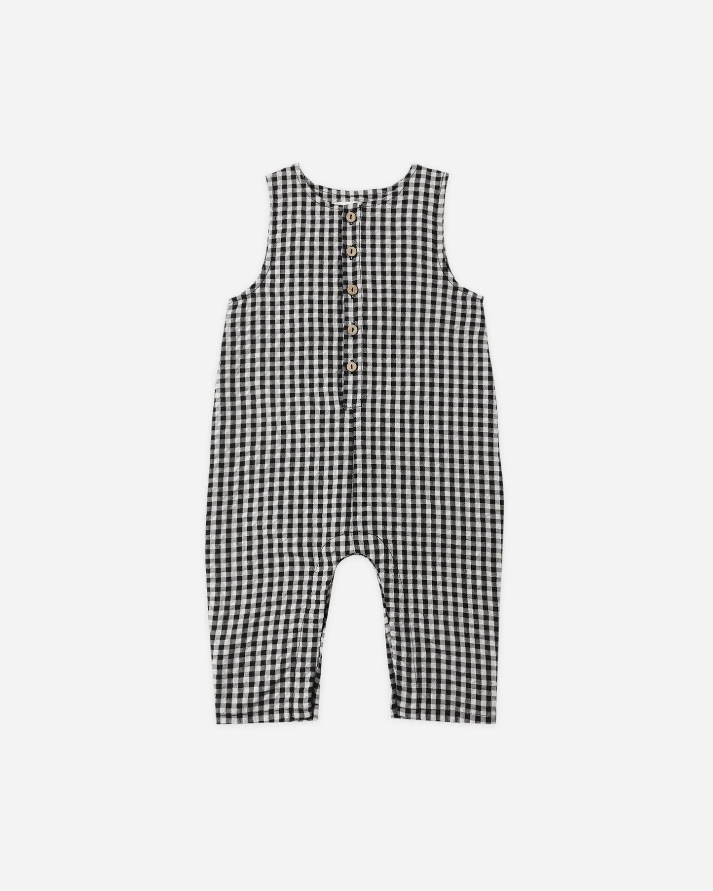 Button Jumpsuit Black Check