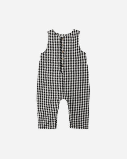 Button Jumpsuit Black Check