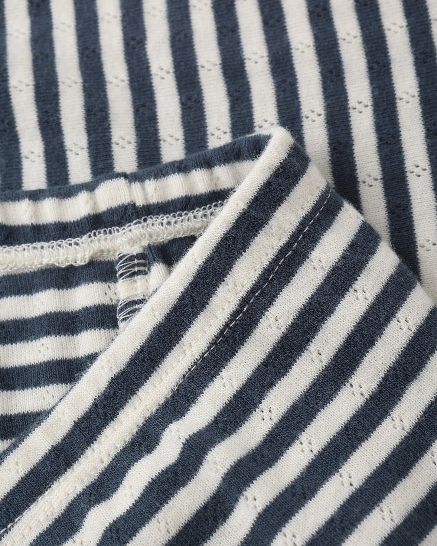 Teen Pointelle Tee + Short Set-  Navy Stripe