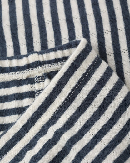 Teen Pointelle Tee + Short Set-  Navy Stripe