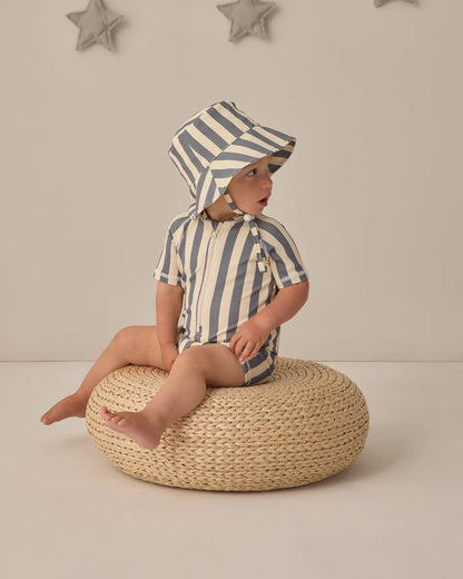 Zip Rashguard One-Piece Retro Ocean Stripe