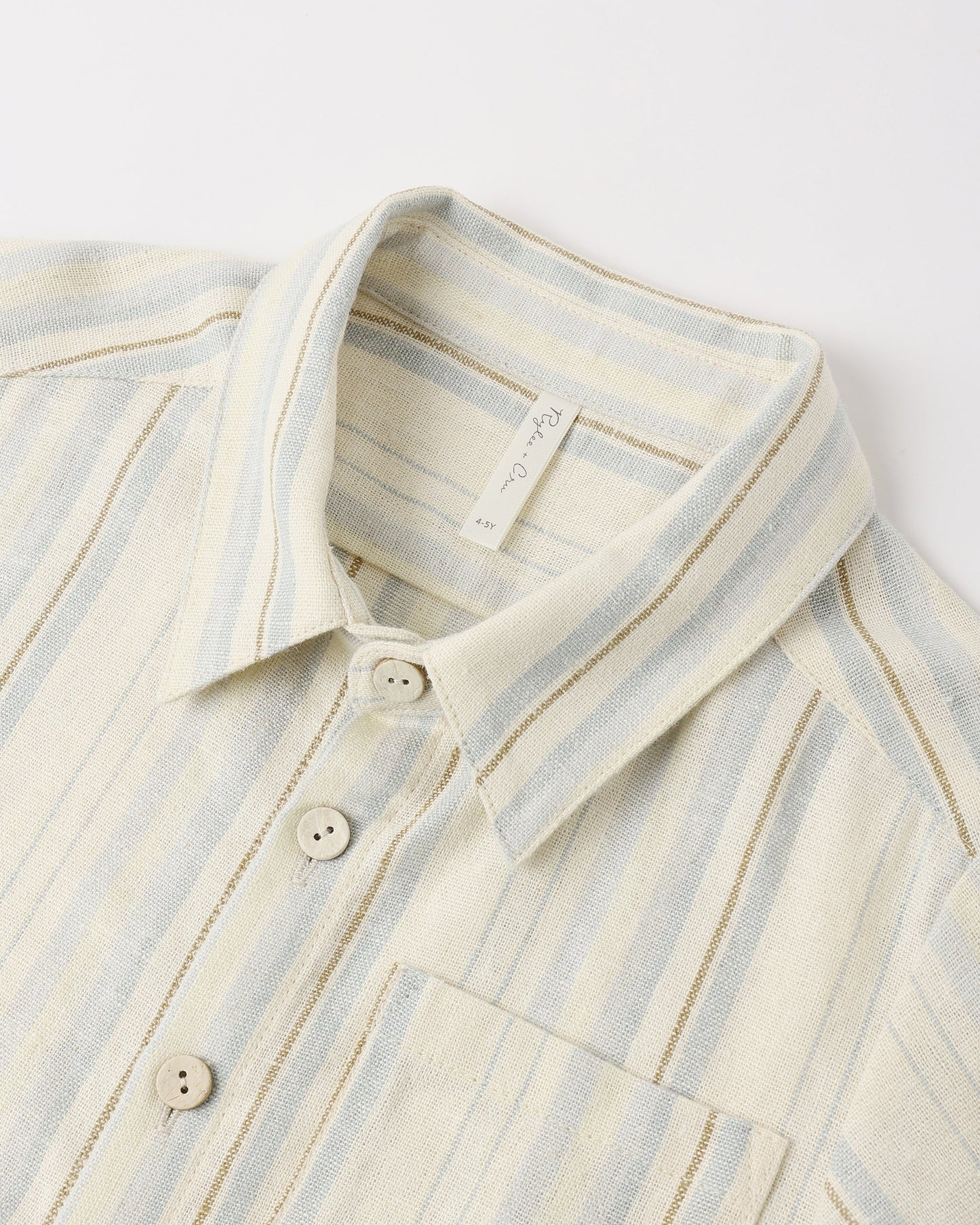Collared Short Sleeve Shirt + Short Set- Sea Stripe