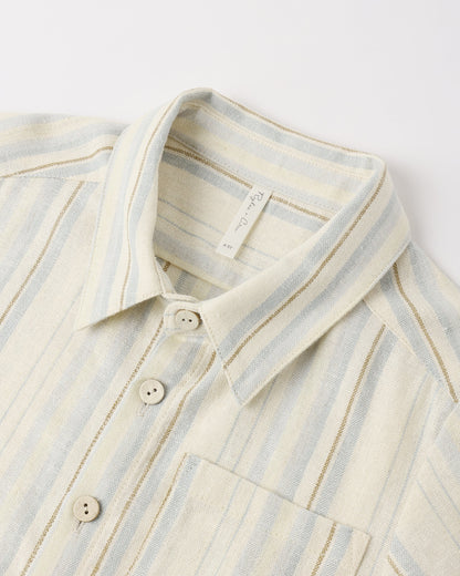 Collared Short Sleeve Shirt + Short Set- Sea Stripe