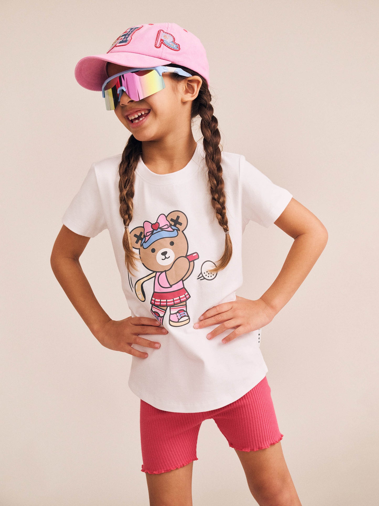 Golfer Huxette Tee + Strawberry Rib Bike Short Set