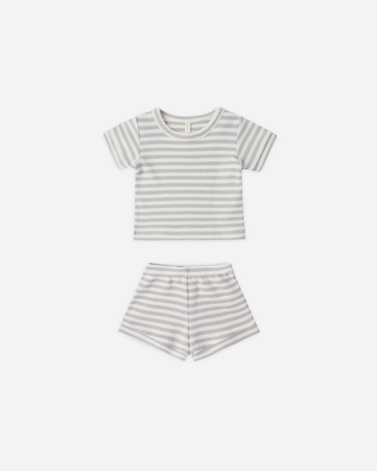 Waffle Shortie Set Sage Stripe