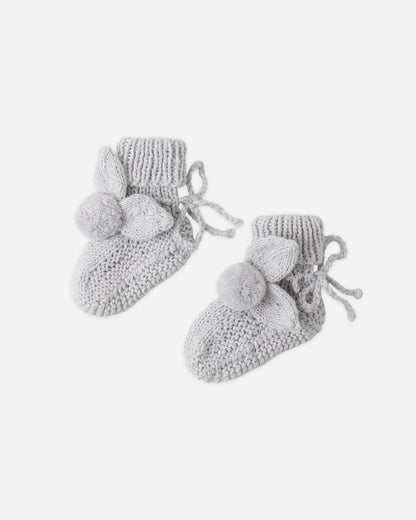 Bunny Knit Booties ||  Heathered Sky