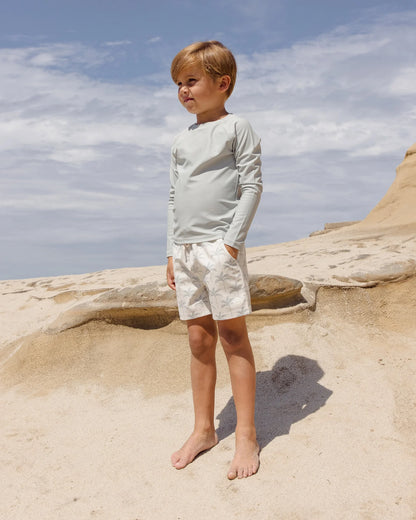 Boardshort Palm Trees+  Long Sleeve Rashguard Sage Set