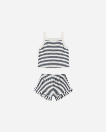 Evie Tank + Shortie Set Ocean Stripe