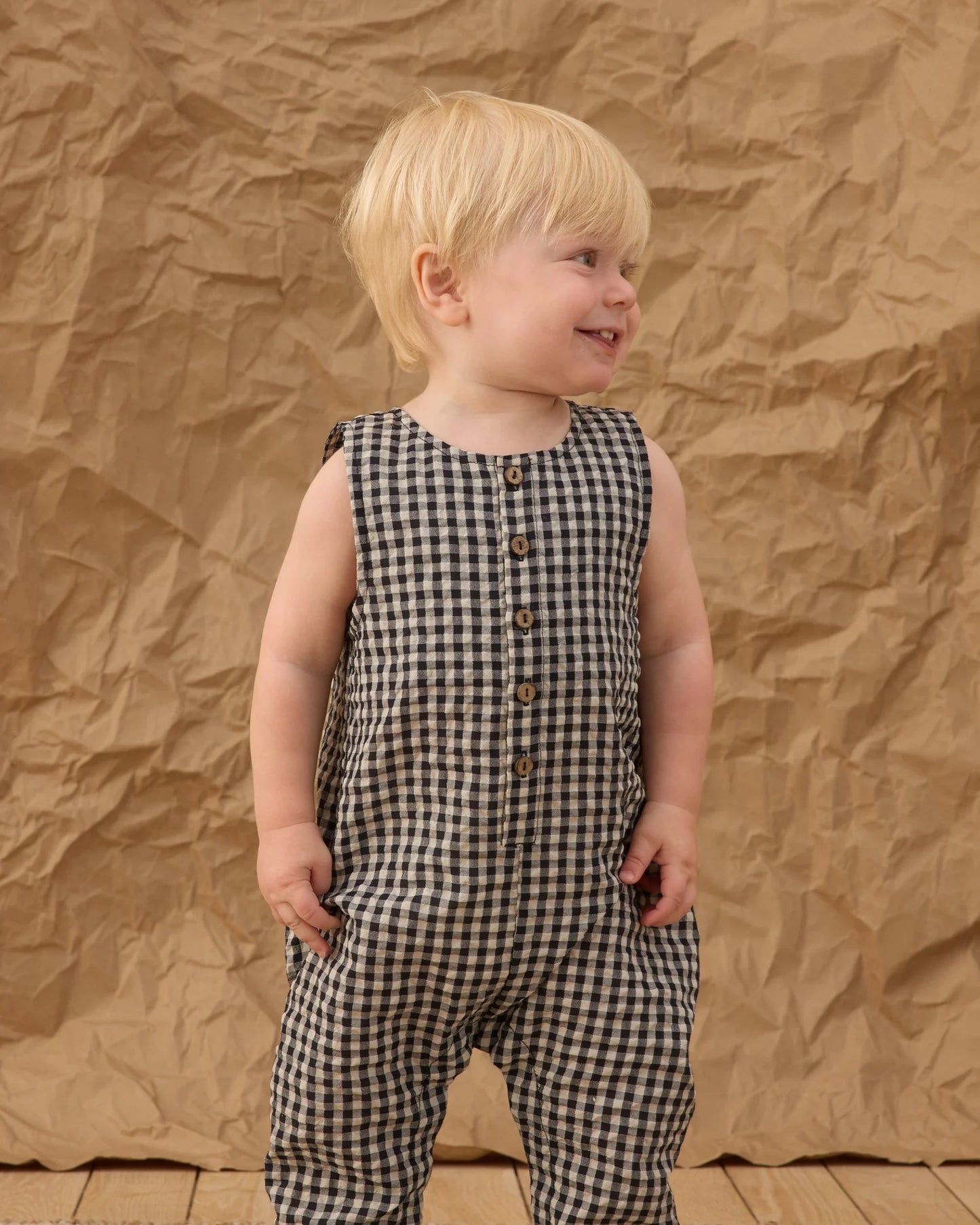 Button Jumpsuit Black Check