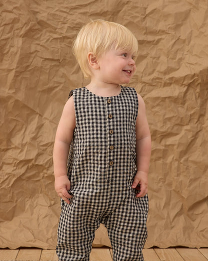 Button Jumpsuit Black Check