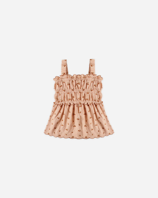 Smocked Tank Cherry Embroidery