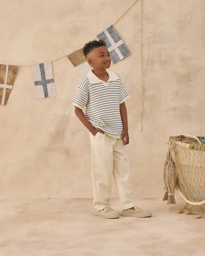 Chandler Knit Polo || Marine Stripe