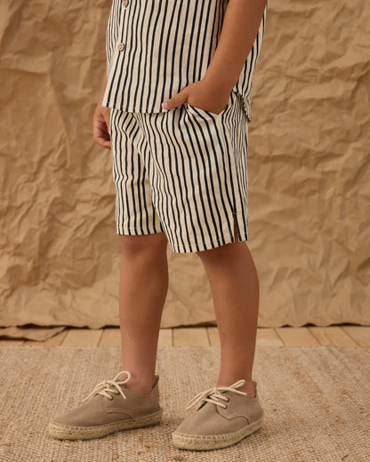 Collared Short Sleeve Shirt + Perry Short Set-  Wavy Stripe