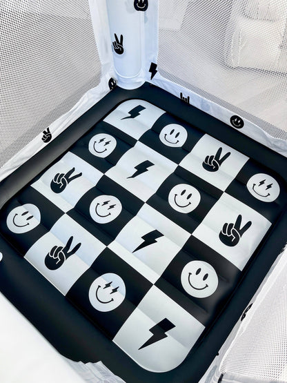 Magic Bounce House – Mini Cordless Indoor Bouncer (Monochrome Smiley)