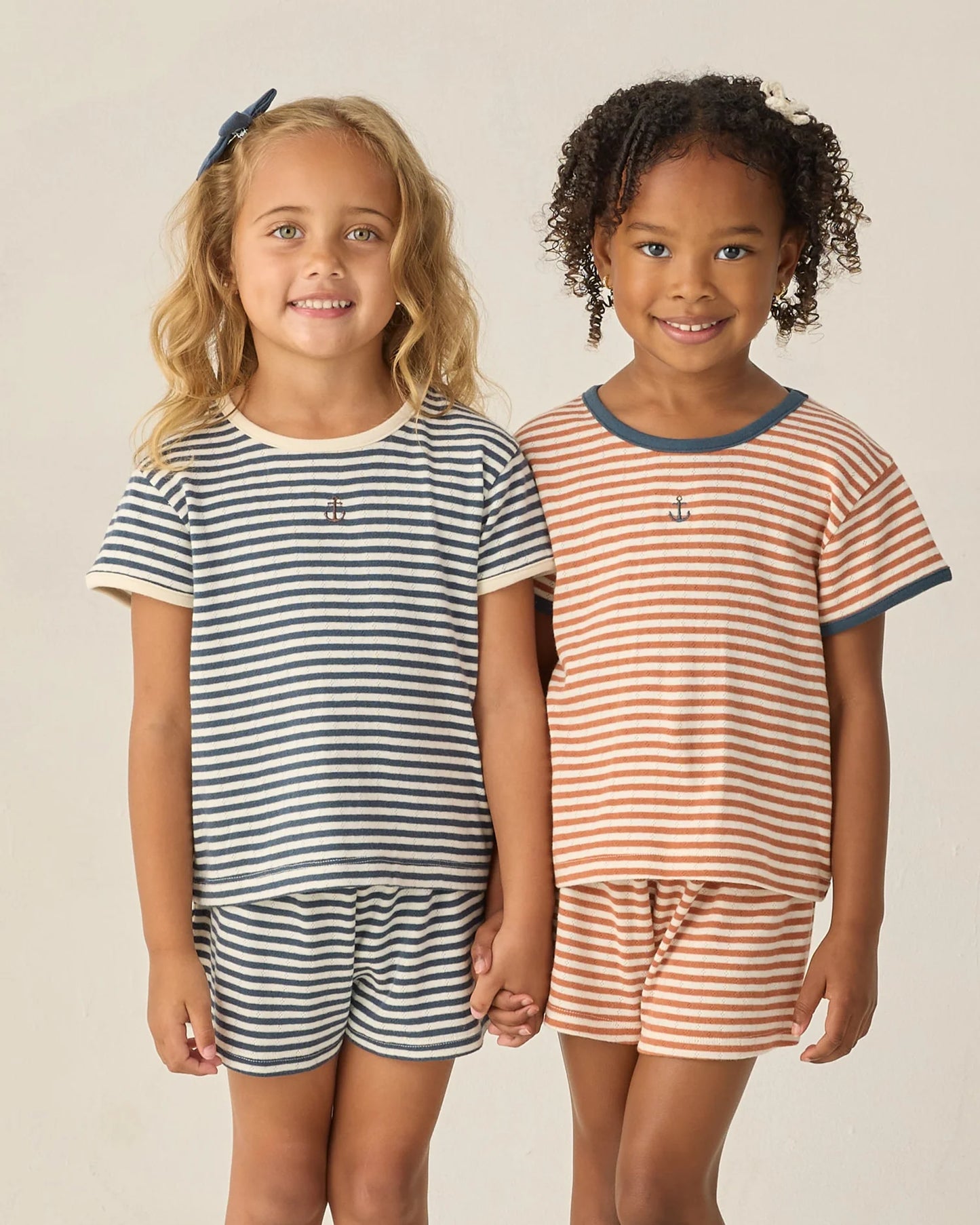 Pointelle Tee + Short Set-Poppy Stripe