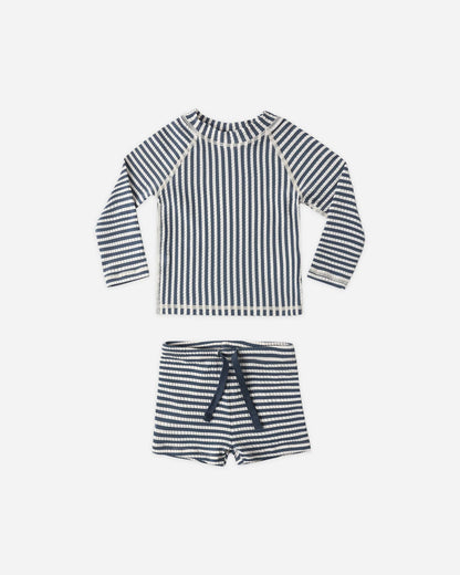Boys Rashguard Set Navy Stripe