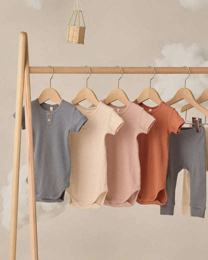 Ribbed Henley Bodysuit + Legging Set- Ocean