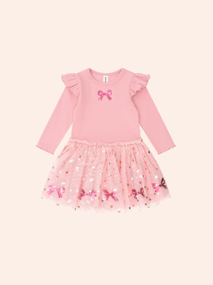 Sequin Bow Tulle Dress