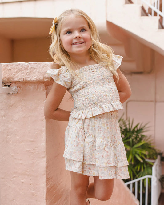 Zayla Top + Tiered Mini Skirt Set- Summer Garden