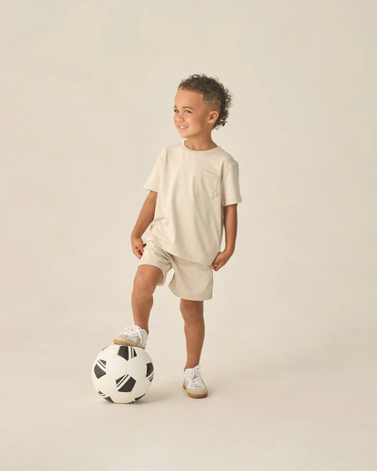 Cove Essential Pocket Tee + Oceanside Tech Short -Heathered Pebble