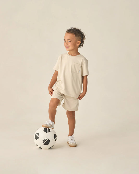Cove Essential Pocket Tee + Oceanside Tech Short -Heathered Pebble