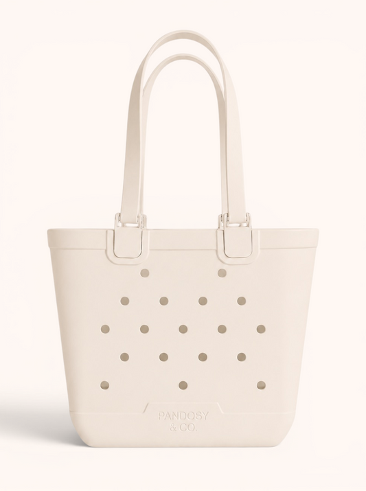Haul-All Medium Tote in Cream, front view