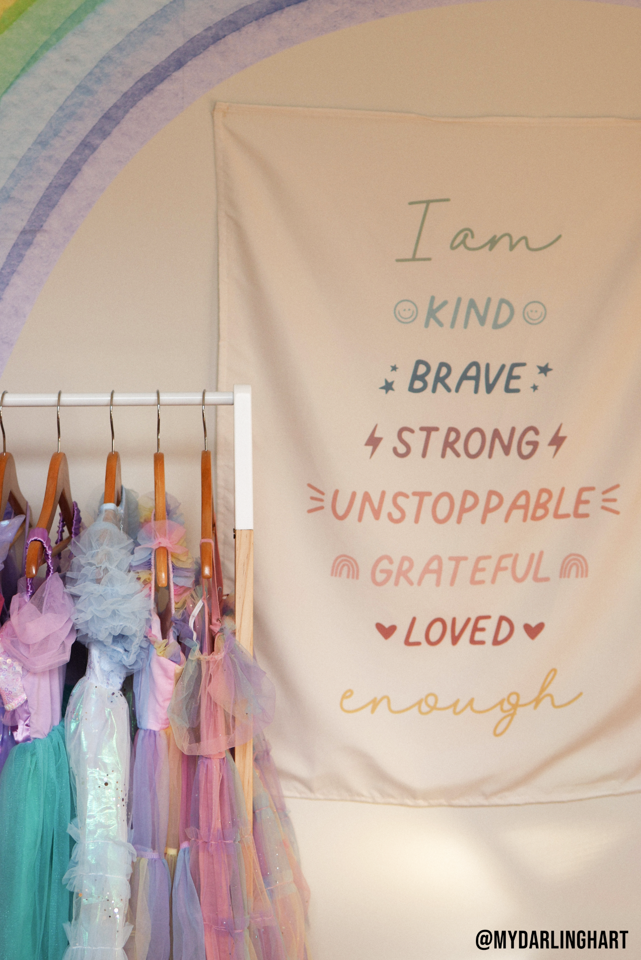 Affirmations Banner (Muted Rainbow) - Kids Wall Hanging