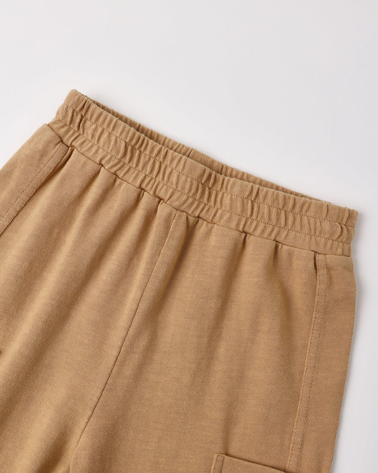 Relaxed Long Sleeve Tee Blue Stripe + Cargo Jogger Fawn