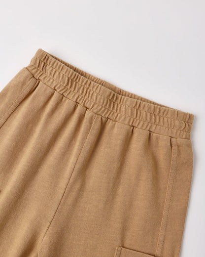 Relaxed Long Sleeve Tee Blue Stripe + Cargo Jogger Fawn
