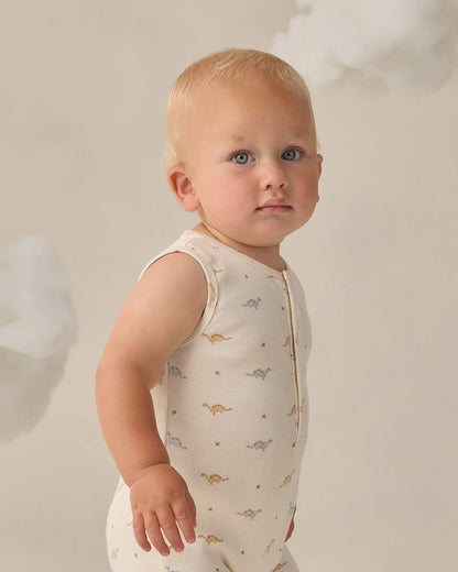 Ribbed Henley Romper Dinos