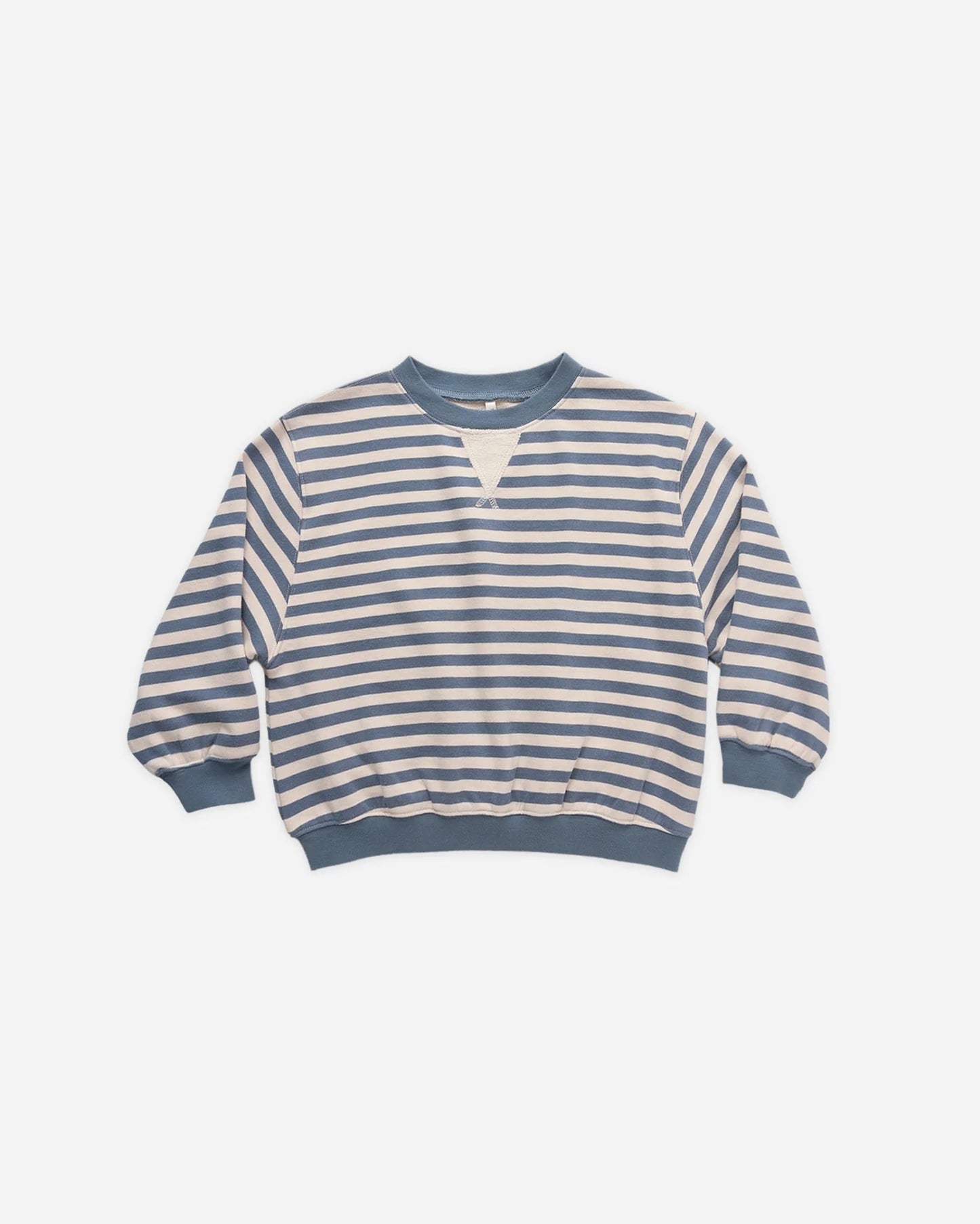 Oversized Crew + Short Set || Marine Stripe