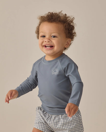 Boys Swim Short Ocean Gingham + Rashguard Ocean