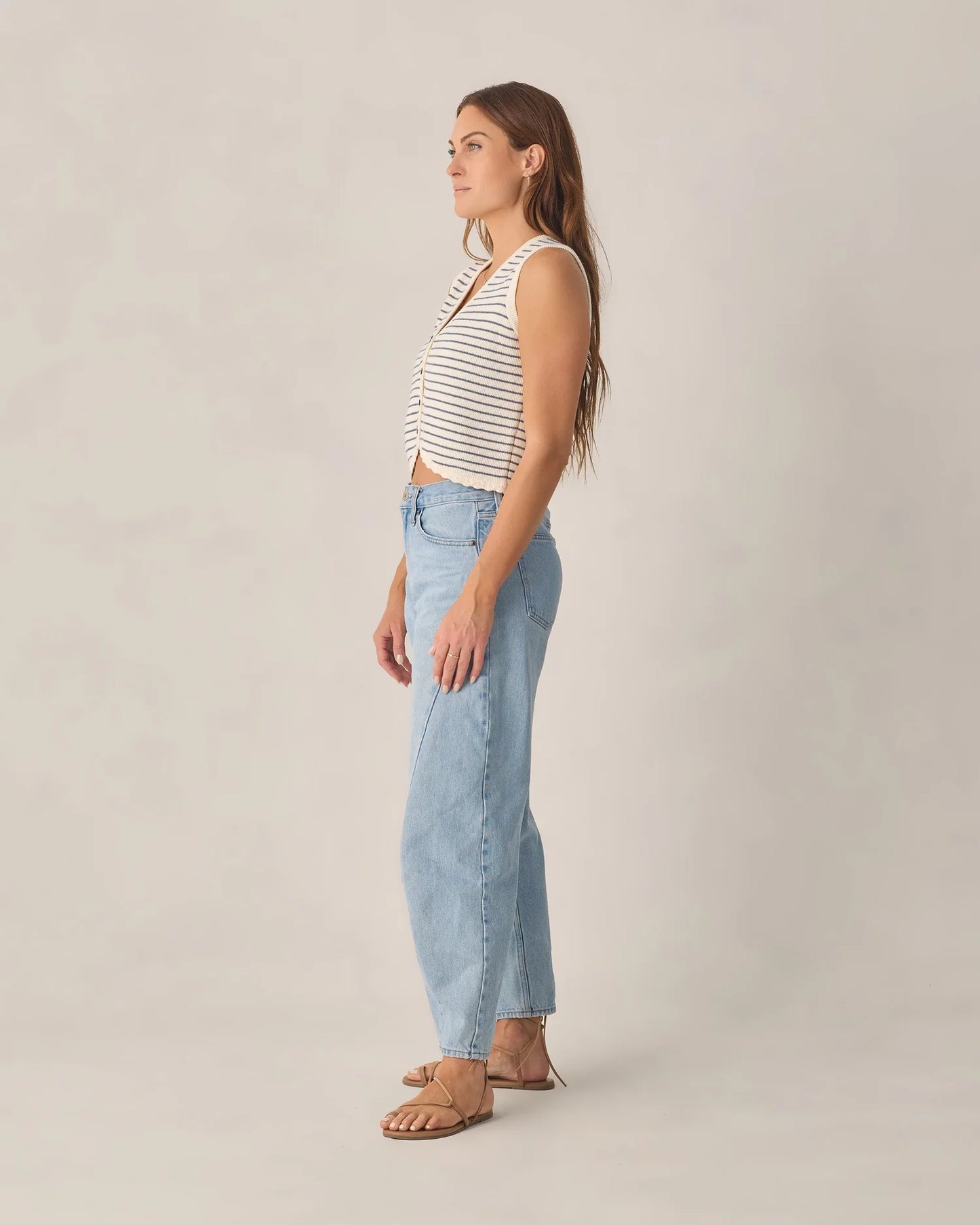 Women's Knit Vest Marine Stripe