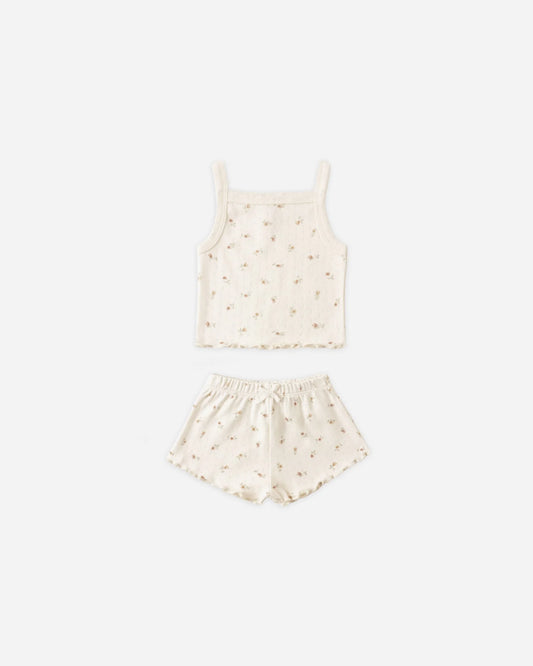 Pointelle Tank + Shortie Set Petit Fleur