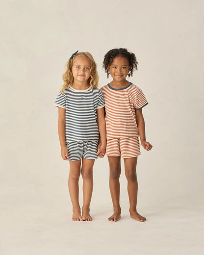 Pointelle Tee + Short Set-Poppy Stripe
