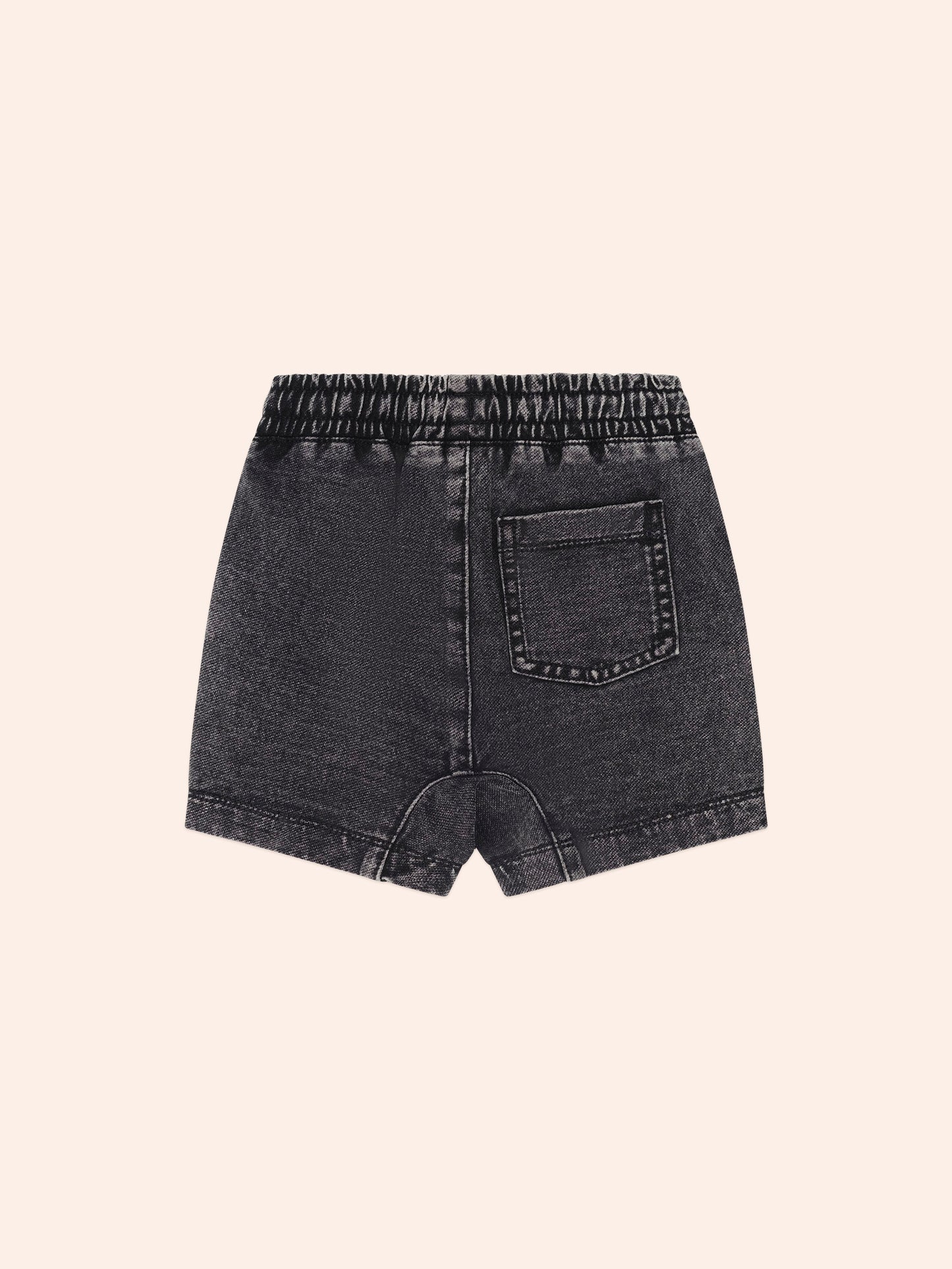 Black Knit Denim Gusset Short