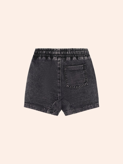 Black Knit Denim Gusset Short
