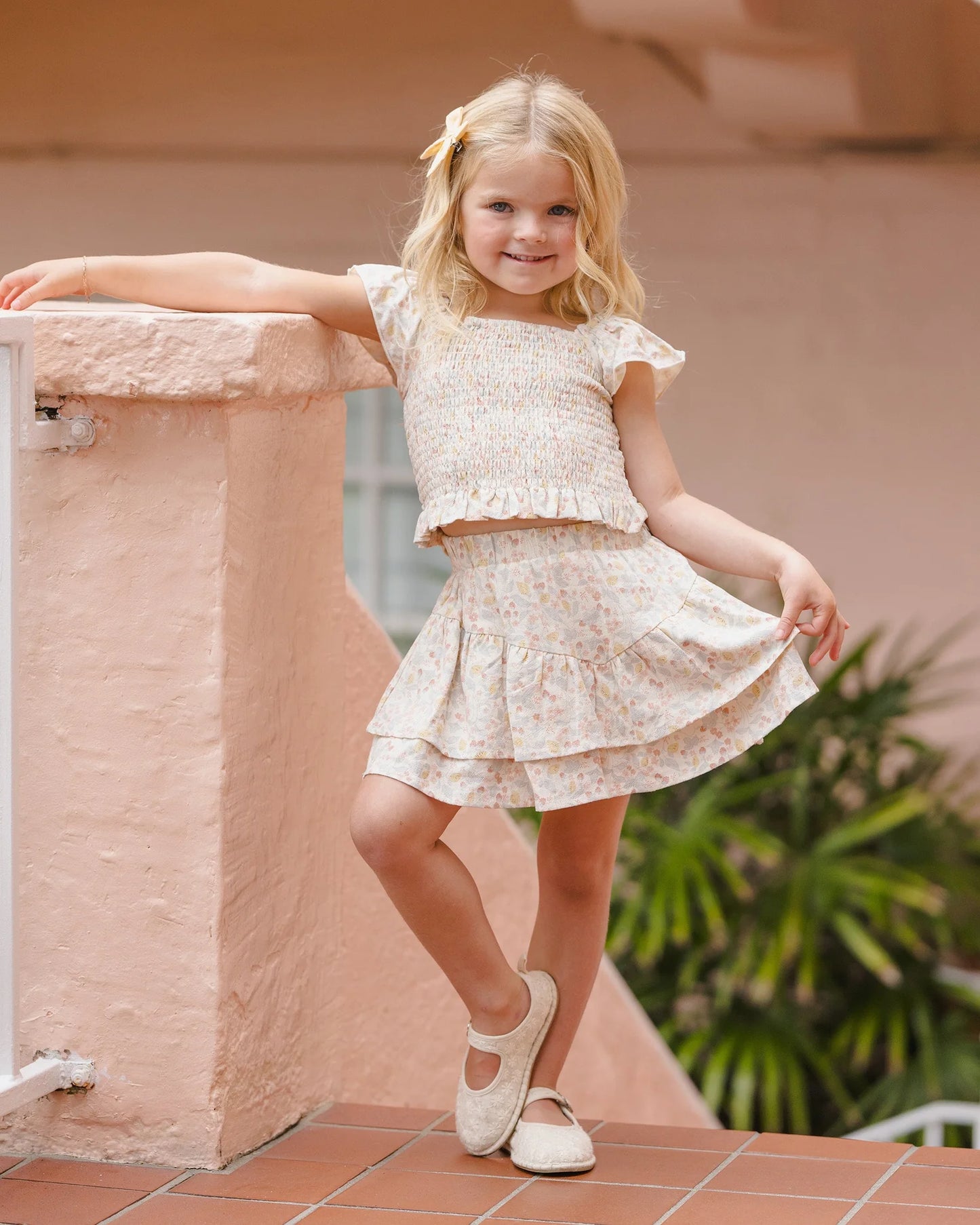Zayla Top + Tiered Mini Skirt Set- Summer Garden