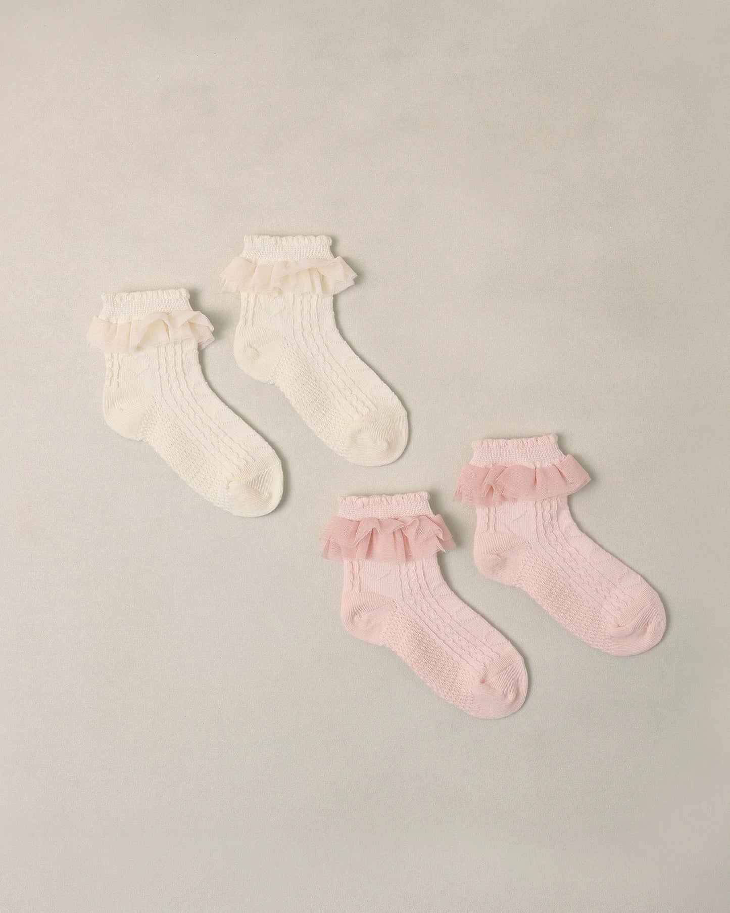 Ruffle Socks | Ivory, Blush