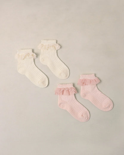 Ruffle Socks | Ivory, Blush