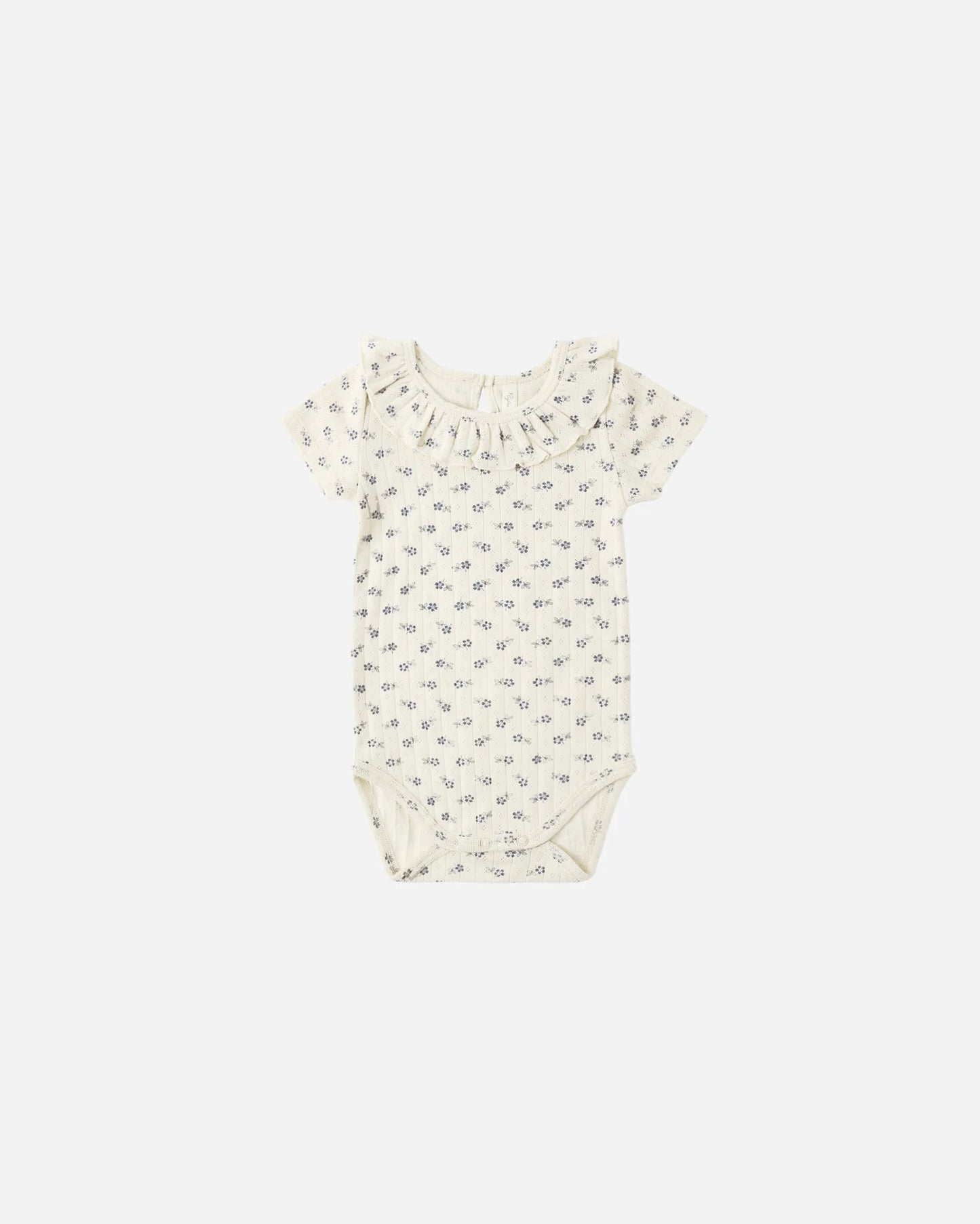 Ruffle Collar Bodysuit Blue Ditsy